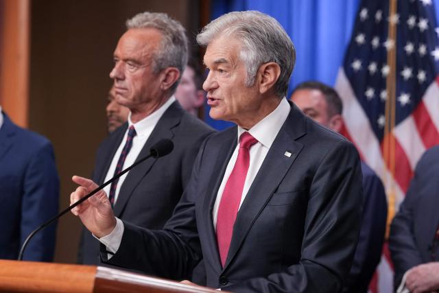 Medicare and Medicaid Administrator Mehmet Oz speaks during a press conference announcing annual healthcare fraud takedown results at the Department of Justice in Washington, DC on June 23, 2026. (Photo by Ken Cedeno / AFP)