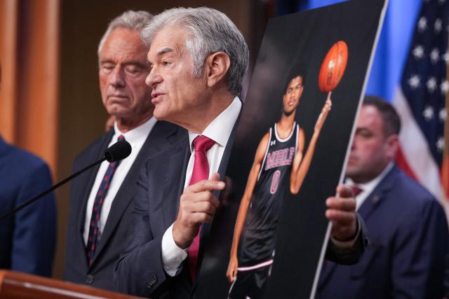 Medicare and Medicaid Administrator Mehmet Oz speaks during a press conference announcing annual healthcare fraud takedown results at the Department of Justice in Washington, DC on June 23, 2026. (Photo by Ken Cedeno / AFP)