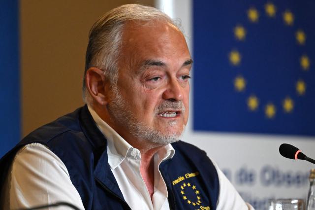 Esteban Gonzalez Pons, chief observer of the EU Election Observation Mission to Colombia 2026, speaks during a press conference on Colombia's presidential elections in Bogota on June 23, 2026. Rightist leaders from across the Americas congratulated Colombia's hard-right president-elect Abelardo de la Espriella after he defeated his leftist rival in a razor-tight vote on June 21, 2026. With almost all the votes counted, De la Espriella held 49.66 percent of the ballots versus Senator Ivan Cepeda's 48.70 percent. (Photo by Raul ARBOLEDA / AFP)