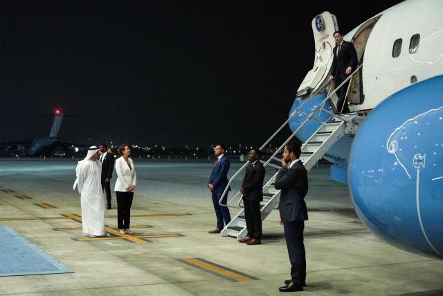 US Secretary of State Marco Rubio disembarks his aircraft upon arrival at al-Bateen Executive Airport in Abu Dhabi on June 23, 2026, on the first stop of a tour of Gulf states aimed at showing solidarity with key allies hit hard by the Middle East war. Rubio's delicate mission comes with Gulf countries having paid a heavy economic price for the US and Israel's decision to go to war with Iran against their wishes, prompting Tehran to lash out at its regional neighbours. (Photo by Eric Lee / POOL / AFP)