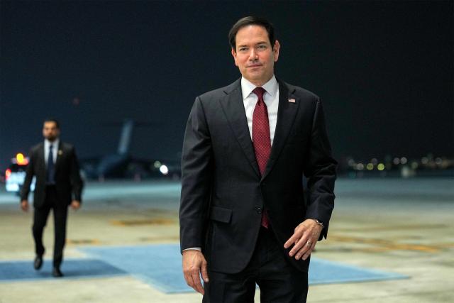 US Secretary of State Marco Rubio walks upon arrival at al-Bateen Executive Airport in Abu Dhabi on June 23, 2026, on the first stop of a tour of Gulf states aimed at showing solidarity with key allies hit hard by the Middle East war. Rubio's delicate mission comes with Gulf countries having paid a heavy economic price for the US and Israel's decision to go to war with Iran against their wishes, prompting Tehran to lash out at its regional neighbours. (Photo by Eric Lee / POOL / AFP)