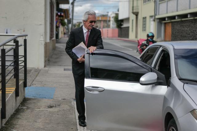 Guatemalan journalist Jose Ruben Zamora leaves after a hearing at the Constitutional Court (CC) in Guatemala City on June 23, 2026. Zamora, founder of the now-defunct newspaper El Periodico, has faced several judicial proceedings since 2022. Press freedom organizations have expressed concern over his case. (Photo by Edwin BERCIAN / AFP)