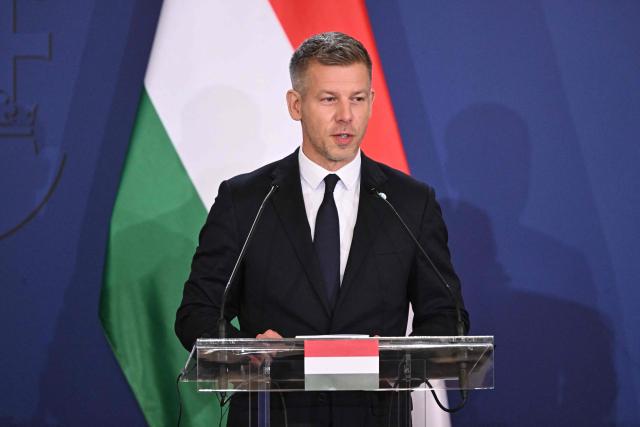 Hungarian Prime Minister Peter Magyar delivers a press conference after a meeting of the Visegrad Group (V4) in the Royal Castle of Godollo, Hungary, on June 23, 2026. The Prime Ministers of the Visegrad countries, Hungary, Poland, Czech Republic and Slovakia, discussed about energy security, migration and EU funds during a meeting aimed to strengthen Central European cooperation and coordinate common regional interests. (Photo by Attila KISBENEDEK / AFP)