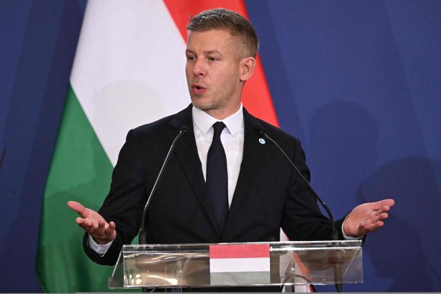 Hungarian Prime Minister Peter Magyar delivers a press conference after a meeting of the Visegrad Group (V4) in the Royal Castle of Godollo, Hungary, on June 23, 2026. The Prime Ministers of the Visegrad countries, Hungary, Poland, Czech Republic and Slovakia, discussed about energy security, migration and EU funds during a meeting aimed to strengthen Central European cooperation and coordinate common regional interests. (Photo by Attila KISBENEDEK / AFP)