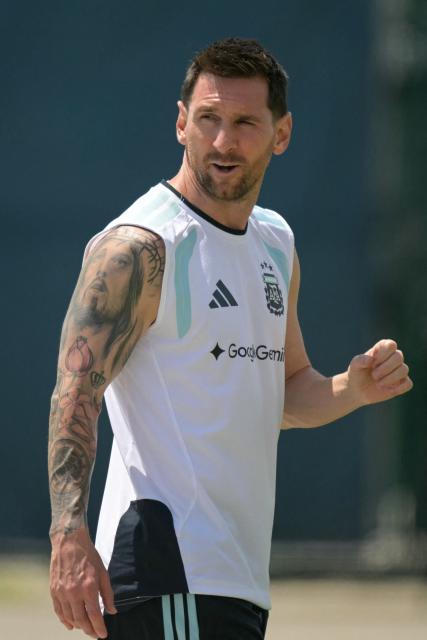 Argentina's forward #10 Lionel Messi takes part in a training session at the Sporting KC Training Centre in Kansas City on June 23, 2026, during the 2026 World Cup football tournament. (Photo by Juan MABROMATA / AFP)