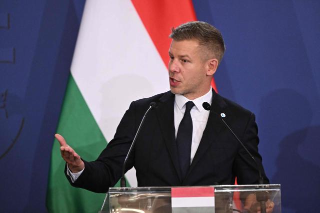 Hungarian Prime Minister Peter Magyar delivers a press conference after a meeting of the Visegrad Group (V4) in the Royal Castle of Godollo, Hungary, on June 23, 2026. The Prime Ministers of the Visegrad countries, Hungary, Poland, Czech Republic and Slovakia, discussed about energy security, migration and EU funds during a meeting aimed to strengthen Central European cooperation and coordinate common regional interests. (Photo by Attila KISBENEDEK / AFP)