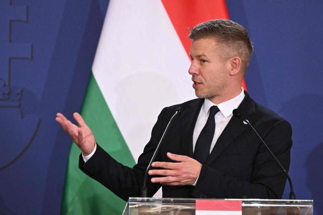 Hungarian Prime Minister Peter Magyar delivers a press conference after a meeting of the Visegrad Group (V4) in the Royal Castle of Godollo, Hungary, on June 23, 2026. The Prime Ministers of the Visegrad countries, Hungary, Poland, Czech Republic and Slovakia, discussed about energy security, migration and EU funds during a meeting aimed to strengthen Central European cooperation and coordinate common regional interests. (Photo by Attila KISBENEDEK / AFP)