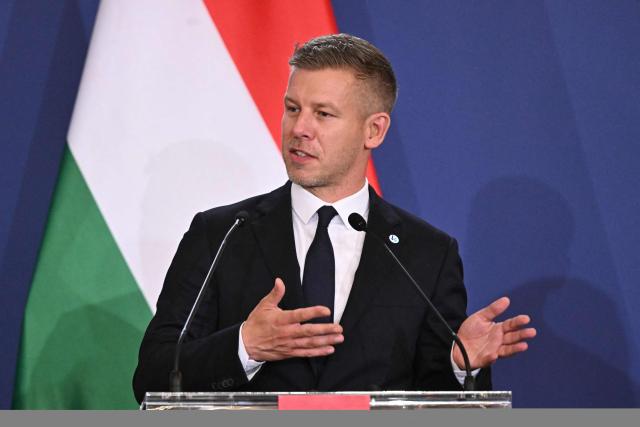 Hungarian Prime Minister Peter Magyar delivers a press conference after a meeting of the Visegrad Group (V4) in the Royal Castle of Godollo, Hungary, on June 23, 2026. The Prime Ministers of the Visegrad countries, Hungary, Poland, Czech Republic and Slovakia, discussed about energy security, migration and EU funds during a meeting aimed to strengthen Central European cooperation and coordinate common regional interests. (Photo by Attila KISBENEDEK / AFP)
