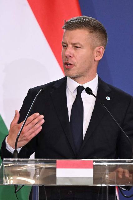 Hungarian Prime Minister Peter Magyar delivers a press conference after a meeting of the Visegrad Group (V4) in the Royal Castle of Godollo, Hungary, on June 23, 2026. The Prime Ministers of the Visegrad countries, Hungary, Poland, Czech Republic and Slovakia, discussed about energy security, migration and EU funds during a meeting aimed to strengthen Central European cooperation and coordinate common regional interests. (Photo by Attila KISBENEDEK / AFP)