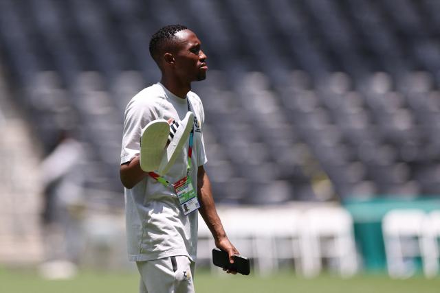 South Africa's forward #12 Thapelo Maseko walks on the pitch at the Monterrey Stadium in Mexico on June 23, 2026, on the eve of the 2026 World Cup match between South Africa and South Korea. (Photo by Julio Cesar AGUILAR / AFP)