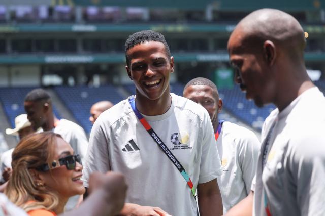 South Africa's defender #03 Khulumani Ndamane walks on the pitch at the Monterrey Stadium in Mexico on June 23, 2026, on the eve of the 2026 World Cup match between South Africa and South Korea. (Photo by Julio Cesar AGUILAR / AFP)