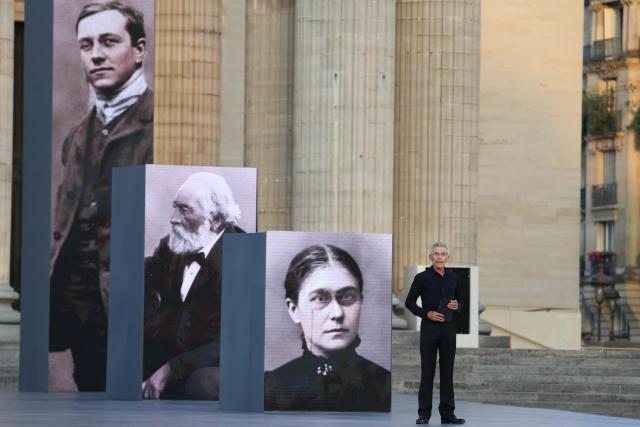 French actor Jacques Gamblin performs during the Pantheon induction ceremony for the late historian and resistance fighter Marc Bloch and his wife Simonne Bloch in Paris on June 23, 2026. Historian Marc Bloch, a soldier and Resistance fighter murdered by the Gestapo, will be inducted into Frances Panthéon on June 23 in a tribute to the author of "Strange Defeat", a major work tahat President Emmanuel Macron has described as a warning against the "conformism" that undermines the "French will."
The ceremony marks the sixth Panthéon induction of Macron's two terms, following those of Simone Veil, writer Maurice Genevoix, Josephine Baker, Resistance fighter Missak Manouchian and Robert Badinter. (Photo by Ludovic MARIN / AFP)
