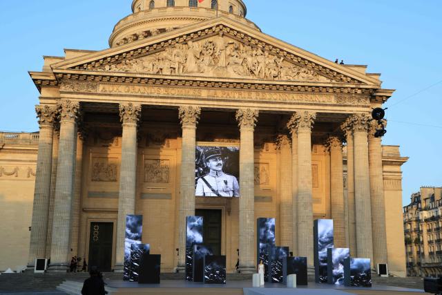 A portrait of the late historian and resistance fighter Marc Bloch adorns the facade of the Pantheon before his induction ceremony along with his wife Simonne Vidal, in Paris on June 23, 2026. Historian Marc Bloch, a soldier and Resistance fighter murdered by the Gestapo, will be inducted into Frances Panthéon on June 23 in a tribute to the author of "Strange Defeat", a major work tahat President Emmanuel Macron has described as a warning against the "conformism" that undermines the "French will."
The ceremony marks the sixth Panthéon induction of Macron's two terms, following those of Simone Veil, writer Maurice Genevoix, Josephine Baker, Resistance fighter Missak Manouchian and Robert Badinter. (Photo by Ludovic MARIN / AFP)