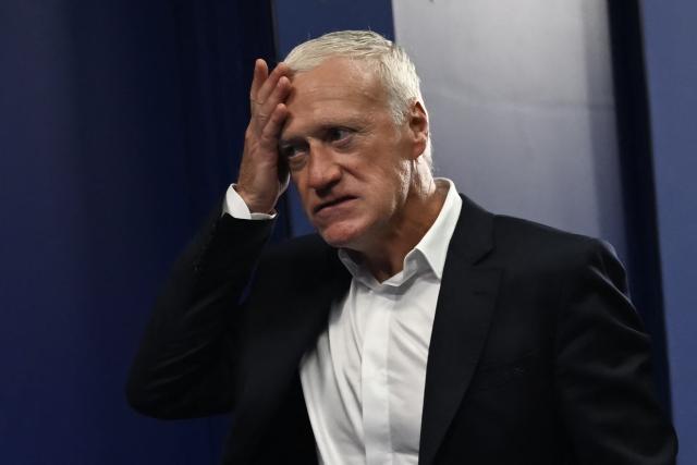 France's head coach Didier Deschamps arrives ahead of the 2026 World Cup Group I football match between France and Iraq at the Philadelphia Stadium in Philadelphia on June 22, 2026. Deschamps is to return home after his mother died and will miss his team's final World Cup Group I match against Norway, the French Football Federation announced on June 23, 2026. (Photo by MAURO PIMENTEL / AFP)