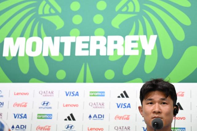 South Korea's defender #04 Kim Min-jae gives a press conference at the Monterrey stadium, Mexico on June 23, 2026, during the 2026 World Cup football tournament. (Photo by Yuri CORTEZ / AFP)