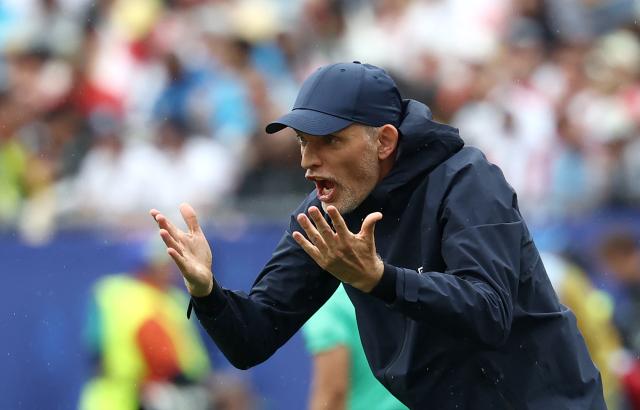 England's German head coach Thomas Tuchel reacts  during the 2026 World Cup Group L football match between England and Ghana at the Boston Stadium in Foxborough on June 23, 2026.  (Photo by FRANCK FIFE / AFP)