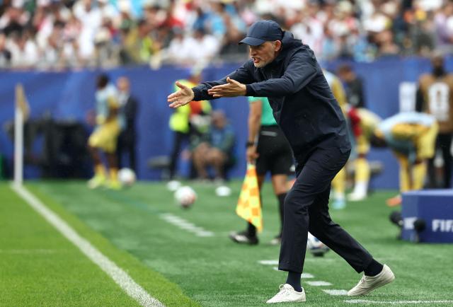 England's German head coach Thomas Tuchel reacts  during the 2026 World Cup Group L football match between England and Ghana at the Boston Stadium in Foxborough on June 23, 2026.  (Photo by FRANCK FIFE / AFP)