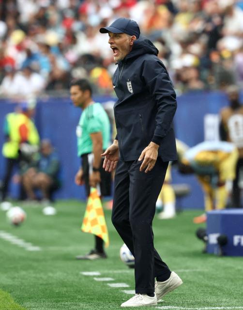 England's German head coach Thomas Tuchel reacts  during the 2026 World Cup Group L football match between England and Ghana at the Boston Stadium in Foxborough on June 23, 2026.  (Photo by FRANCK FIFE / AFP)