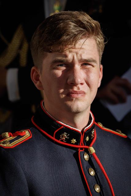 Prince Gabriel of Belgium looks on during a state banquet at Castle of Laeken in Brussels on June 23, 2026, as part of an official state visit of the Japanese Emperor and Empress to Belgium. (Photo by BENOIT DOPPAGNE / Belga / AFP) / Belgium OUT