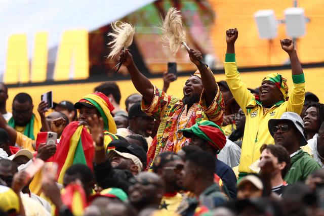 Ghana supporters cheer  after a draw in the  2026 World Cup Group L football match between England and Ghana at the Boston Stadium in Foxborough on June 23, 2026.  (Photo by CHARLY TRIBALLEAU / AFP)
