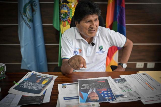 Former Bolivia's president (2006-2019) Evo Morales speaks during an interview with AFP in Lauca Ene, Tiraque province, Cochabamba department, Bolivia, on June 23, 2026. (Photo by MARTIN BERNETTI / AFP)