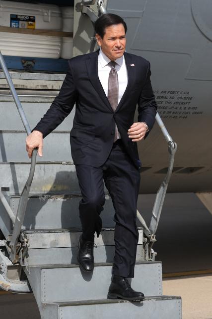 US Secretary of State Marco Rubio disembarks a US Air Force C-17 Globemaster III transport aircraft at Kuwait International Airport during his visit to the Middle East to discuss the interim deal between the US and Iran with Arab Gulf allies, in Kuwait City on June 24, 2026. Rubio arrived in the United Arab Emirates on June 23, and held talks with its leader flying to Kuwait and then Bahrain, where he will attend a Gulf Cooperation Council (GCC) meeting. Rubio's trip is the first by a senior US official to the Middle East since the Iran agreement was signed last week. (Photo by Eric Lee / POOL / AFP)
