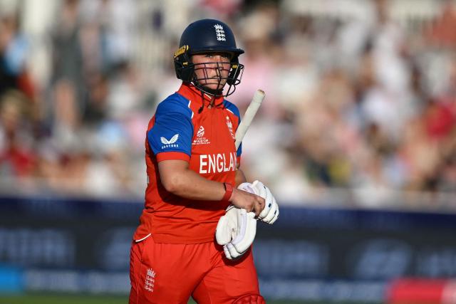 England's Alice Capsey walks back to the pavilion having lost her wicket for 28 during the ICC Women's T20 cricket world cup 2026 match between England and West Indies, at Lord's in London on June 24, 2026. (Photo by JUSTIN TALLIS / AFP)