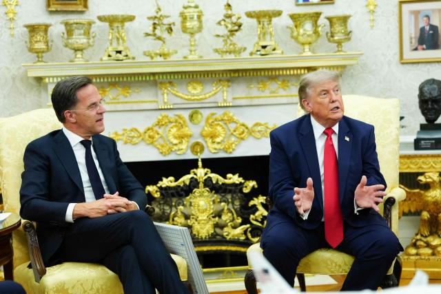US President Donald Trump meets with NATO Secretary General Mark Rutte in the Oval Office of the White House in Washington, DC, on June 24, 2026. (Photo by Aaron Schwartz / AFP)