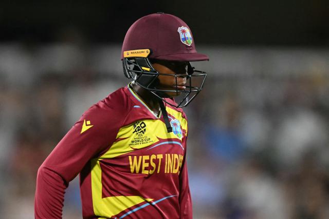 West Indies' Jahzara Claxton walks back to the pavilion having lost her wicket for 2 runs during the ICC Women's T20 cricket world cup 2026 match between England and West Indies, at Lord's in London on June 24, 2026. (Photo by JUSTIN TALLIS / AFP)