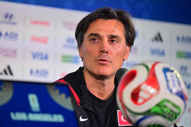 Turkey's Italian head coach Vincenzo Montella gives an MD-1 press conference at the Los Angeles Stadium in Inglewood, on June 24, 2026, on the eve of the 2026 World Cup Group D football match between Turkey and USA. (Photo by Frederic J. Brown / AFP)