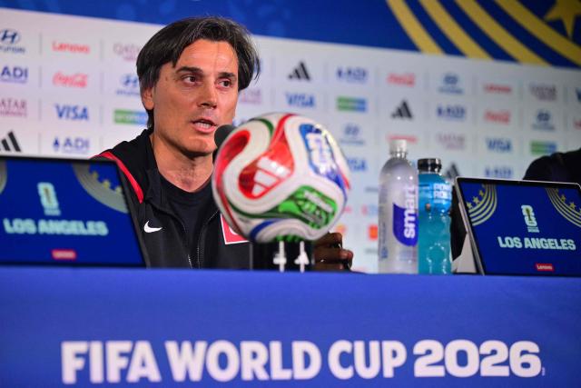 Turkey's Italian head coach Vincenzo Montella gives an MD-1 press conference at the Los Angeles Stadium in Inglewood, on June 24, 2026, on the eve of the 2026 World Cup Group D football match between Turkey and USA. (Photo by Frederic J. Brown / AFP)