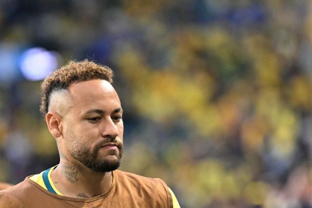 Brazil's forward #10 Neymar gestures before the 2026 World Cup Group C football match between Scotland and Brazil at the Miami Stadium in Miami Gardens on June 24, 2026.  (Photo by CHANDAN KHANNA / AFP)