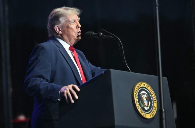 US President Donald Trump speaks during the kick-off celebration for the "Great American State Fair" on the National Mall in Washington, DC, June 24, 2026. The "Great American State Fair" will be held from June 25 to July 10, 2026, to celebrate the 250th anniversary of US independence. (Photo by Mandel NGAN / AFP)