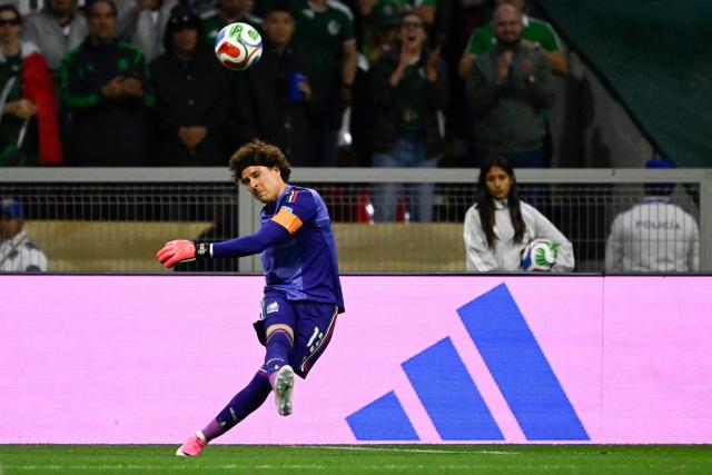 Mexico's goalkeeper #13 Guillermo Ochoa clears the ball during the 2026 World Cup Group A football match between the Czech Republic and Mexico at the Mexico City Stadium in Mexico City on June 24, 2026.  (Photo by Alfredo ESTRELLA / AFP)