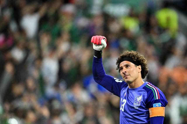 Mexico's goalkeeper #13 Guillermo Ochoa celebrates after winning the 2026 World Cup Group A football match between the Czech Republic and Mexico at the Mexico City Stadium in Mexico City on June 24, 2026.  (Photo by CARL DE SOUZA / AFP)