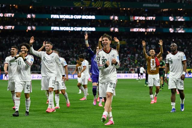 Mexico's defender #20 Mateo Chavez and teammates celebrate after winning the 2026 World Cup Group A football match between the Czech Republic and Mexico at the Mexico City Stadium in Mexico City on June 24, 2026.  (Photo by Alfredo ESTRELLA / AFP)