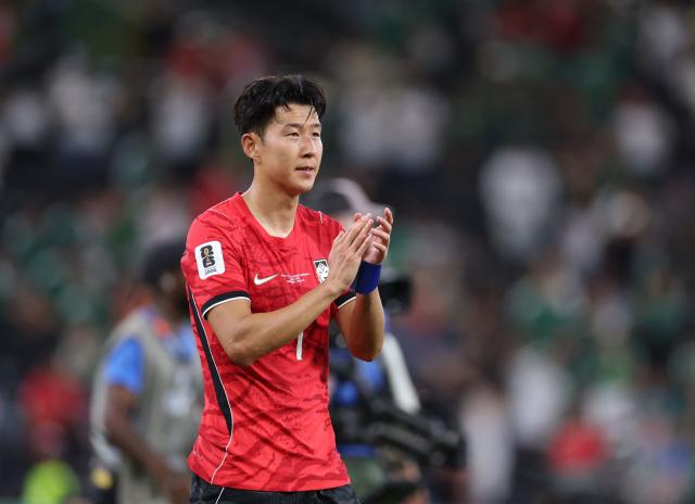 South Korea's forward #07 Son Heung-min applauds the fans at the end of the 2026 World Cup Group A football match between South Africa and South Korea at the Monterrey Stadium in Guadalupe, Mexico, on June 24, 2026.  (Photo by Julio Cesar AGUILAR / AFP)