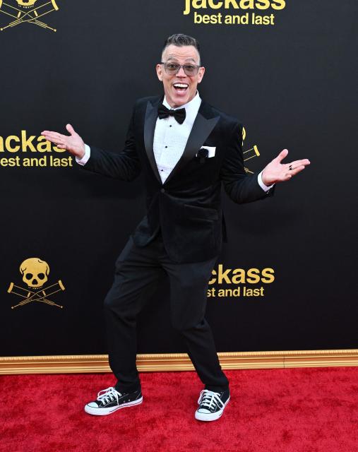British-US stunt performer Steve Glover aka Steve-O attends the Los Angeles premiere of "Jackass: Best and Last" at the Paramount Theatre in Los Angeles on June 23, 2026. (Photo by LISA O'CONNOR / AFP)