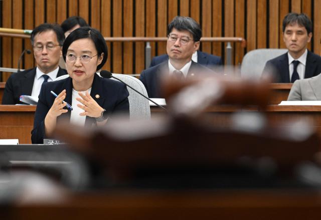South Korean prime minister nominee Han Seong-sook speaks during her parliamentary confirmation hearing at the National Assembly in Seoul on June 25, 2026. South Korean President Lee Jae Myung nominated Han Seong-sook to be his next prime minister on June 7, making her only the second woman to hold the post if confirmed by parliament. (Photo by Jung Yeon-je / AFP)