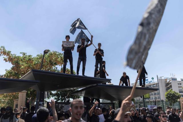 Members of the Bedouin community protest against the increasing house demolishing policy by the Israeli government in southern Israeli city of Beer Sheva on June 25, 2026. (Photo by ilia YEFIMOVICH / AFP)