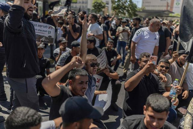Members of the Bedouin community protest against the increasing house demolishing policy by the Israeli government in southern Israeli city of Beer Sheva on June 25, 2026. (Photo by ilia YEFIMOVICH / AFP)