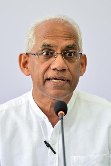 Sri Lanka Cricket Transformation Committee Chairman Eran Wickramaratne addresses a press conference at the Sri Lanka Cricket Board office in Colombo on June 25, 2026. (Photo by Ishara S. KODIKARA / AFP)