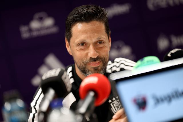 Belgian ProLeague football club Anderlecht's newly appointed head coach Vitor Bruno holds a press conference in Anderlecht on June 25, 2026. (Photo by VIRGINIE LEFOUR / Belga / AFP) / Belgium OUT