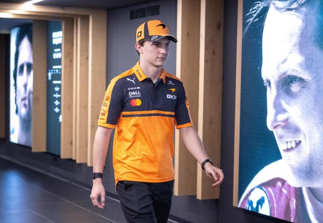 McLaren's Australian driver Oscar Piastri arrives for a press conference ahead of the Formula One Austrian Grand Prix at the Red Bull Ring racetrack in Spielberg, Austria on June 25, 2026. (Photo by Joe Klamar / AFP)