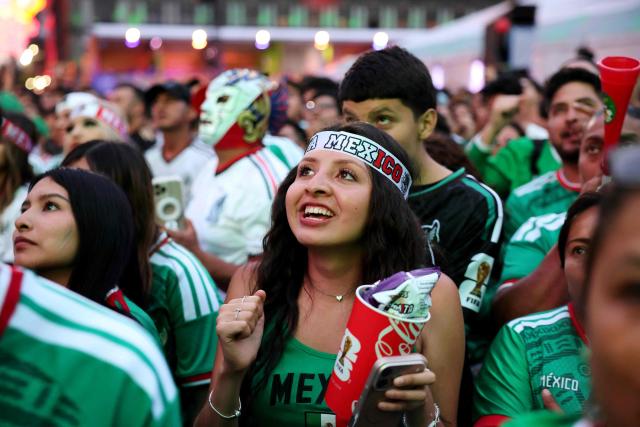 Mexican football fans react as they watch a live broadcast of the 2026 FIFA World Cup football match between Mexico and Czechia at the FIFA Fan Fest in Mexico City on June 24, 2026. (Photo by Claudia Rosel / AFP)
