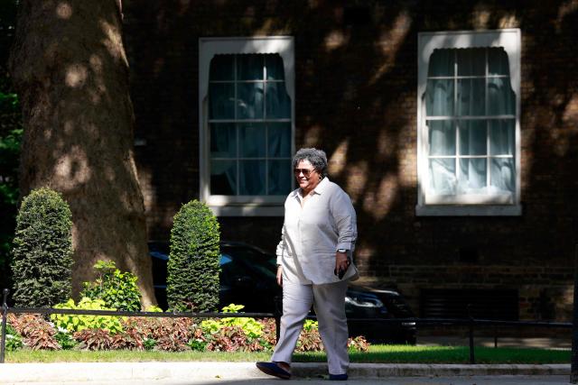 Barbados' Prime Minister Mia Mottley arrives in Downing Street in central London on June 25, 2026, for a meeting with Britain's Prime Minister. (Photo by Brook Mitchell / POOL / AFP)