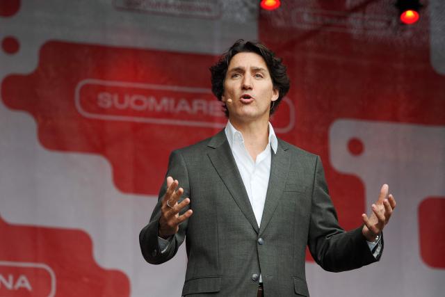 Canada's former prime minister Justin Trudeau speaks during the societal and political discussion festival SuomiAreena in Pori, Finland on June 25, 2026. (Photo by Petri Hakosalo / Lehtikuva / AFP) / Finland OUT