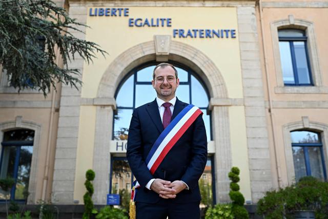 Mayor of Agde Aurelien Lopez Liguori poses at the city hall of Agde, southern France on June 25, 2026. (Photo by Gabriel BOUYS / AFP)