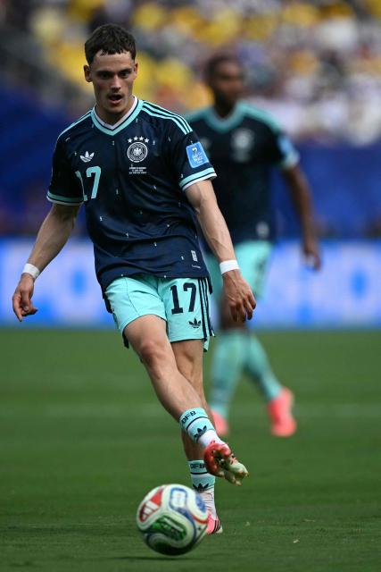 Germany's midfielder #17 Florian Wirtz controls the ball during the 2026 World Cup Group E football match between Ecuador and Germany at the New York/New Jersey Stadium in East Rutherford on June 25, 2026. (Photo by MAURO PIMENTEL / AFP)