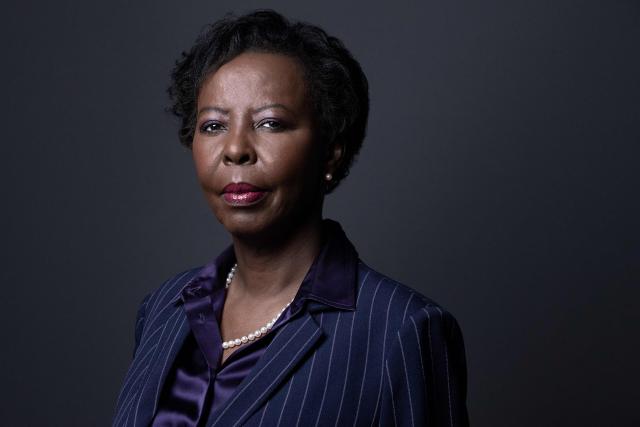 (FILES) Organisation internationale de la Francophonie Secretary General Louise Mushikiwabo poses during a photo session in Paris on November 9, 2022. Already engaged for several months in diplomatic tours, Rwanda’s outgoing Louise Mushikiwabo, Congolese candidate Juliana Lumumba, Mauritania’s Coumba Ba and Romania’s Dacian Ciolos are taking part in a new stage of the campaign: a hearing before the foreign ministers of the 53 member states and governments. The heads of state and government will then make their choice at the OIF summit in November in Cambodia. (Photo by JOEL SAGET / AFP)